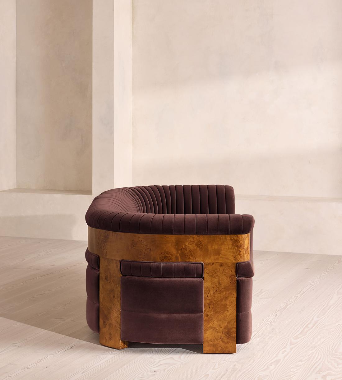 Caleb Sectional Sofa - Three Seater - Velvet - Aubergine - Dark Burl - US - Images - Image 3