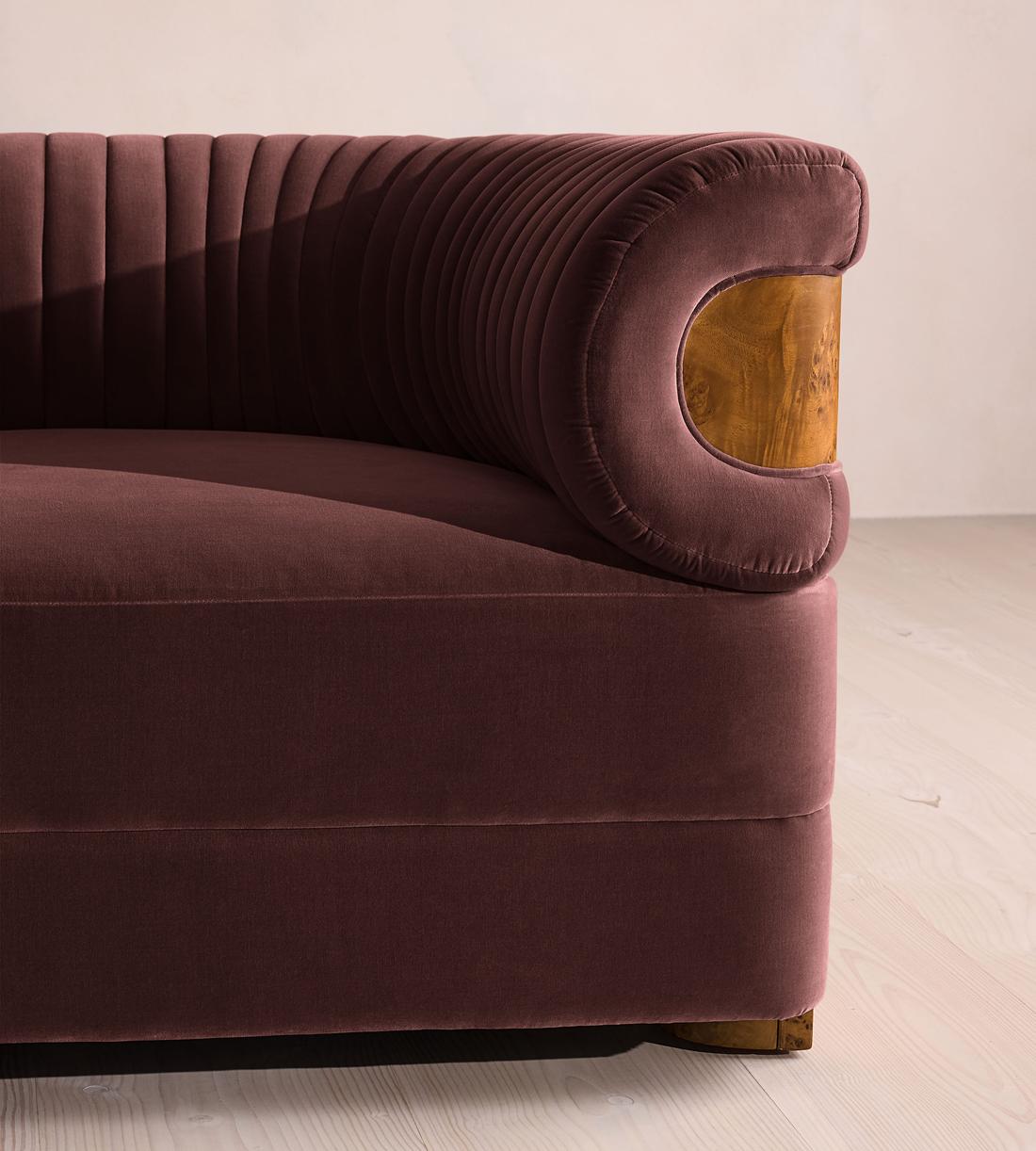 Caleb Sectional Sofa - Three Seater - Velvet - Aubergine - Dark Burl - US - Images - Image 5
