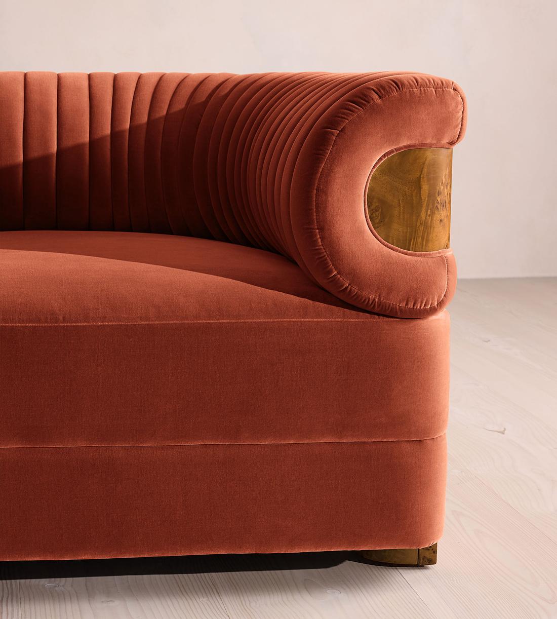 Caleb Sectional Three Seater Sofa - Velvet - Rust - Dark Burl - US - Images - Image 5
