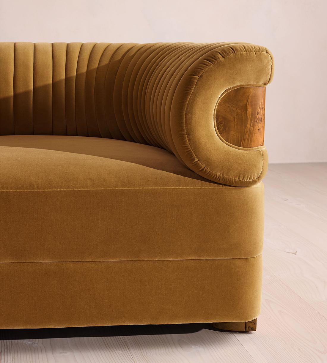 Caleb Modular Three Seater Sofa - Velvet - Mustard - Dark Burl - UK - Images - Image 6