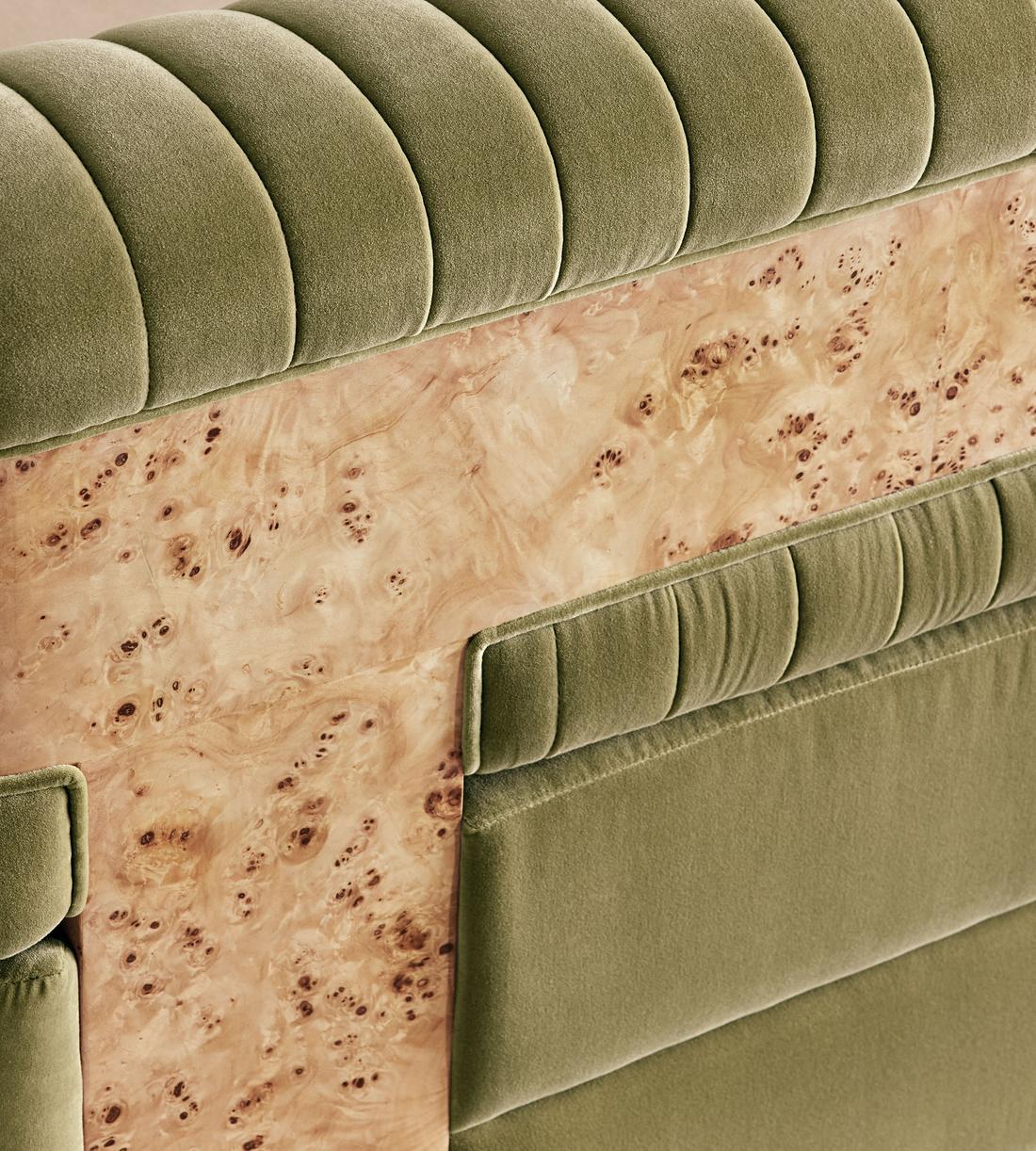 Caleb Modular Sofa - Corner Module - Velvet - Lichen - Blonde Burl - UK - Image 5