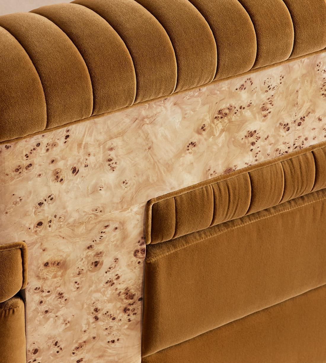 Caleb Modular Sofa - Corner Module - Velvet - Mustard - Blonde Burl - UK - Image 5
