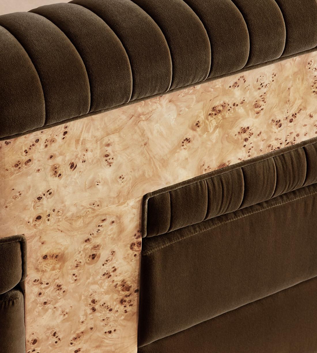 Caleb Modular Sofa - Corner Module - Velvet - Chocolate - Blonde Burl - UK - Image 5