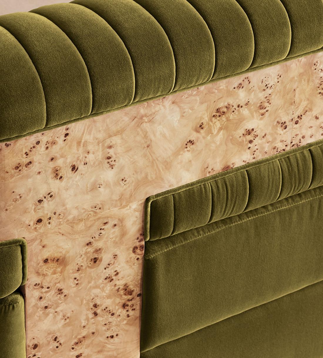 Caleb Modular Sofa - Corner Module - Velvet - Olive - Blonde Burl - UK - Image 5