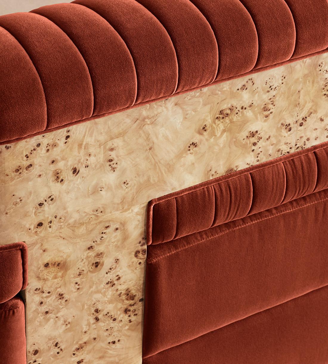 Caleb Modular Sofa - Corner Module - Velvet - Rust - Blonde Burl - UK - Image 5