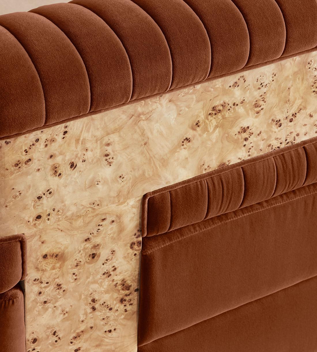 Caleb Modular Sofa - Corner Module - Velvet - Cinnamon - Blonde Burl - UK - Image 5