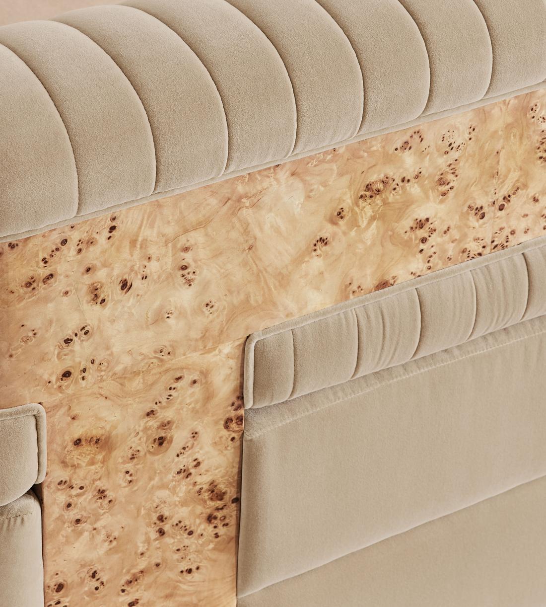 Caleb Modular Sofa - Corner Module - Velvet - Oyster - Blonde Burl - UK - Image 5