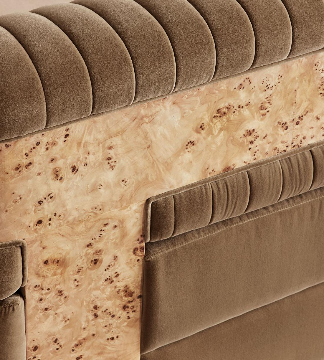 Caleb Modular Sofa - Corner Module - Velvet - Truffle - Blonde Burl - UK - Image 5