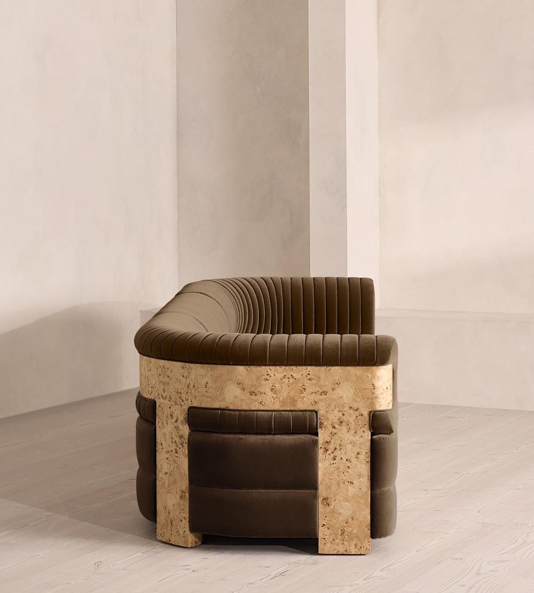 Caleb Modular Four Seater Sofa - Velvet - Chocolate - Blonde Burl - UK - Images - Image 3