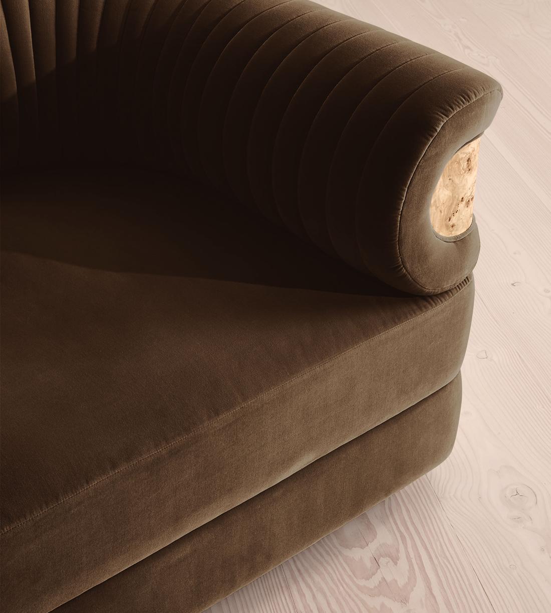 Caleb Modular Four Seater Sofa - Velvet - Chocolate - Blonde Burl - UK - Images - Image 5