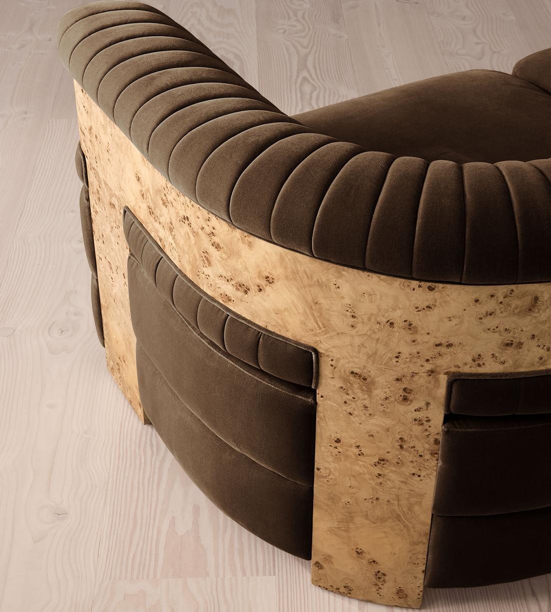 Caleb Sectional Sofa - Four Seater - Velvet - Chocolate - Blonde Burl - US - Images - Image 6