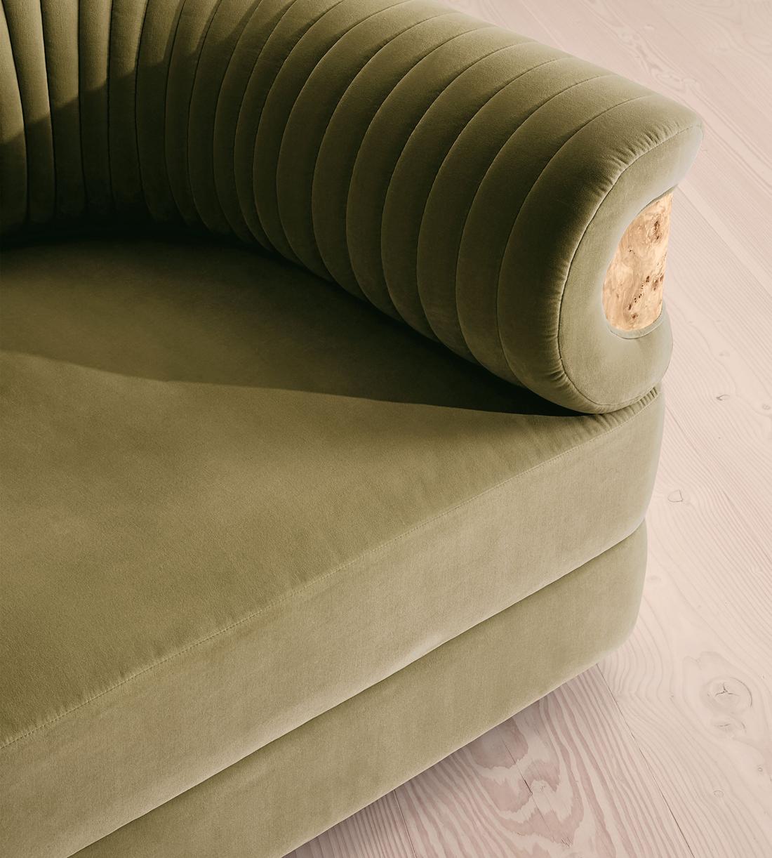 Caleb Modular Four Seater Sofa - Velvet - Lichen - Blonde Burl - UK - Images - Image 6