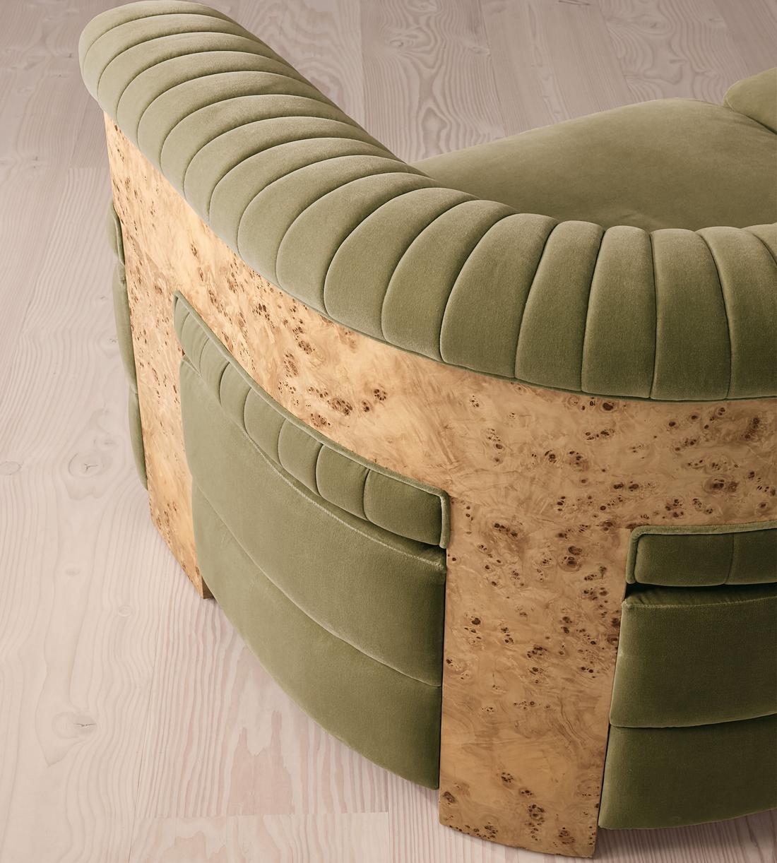 Caleb Modular Four Seater Sofa - Velvet - Lichen - Blonde Burl - UK - Images - Image 7