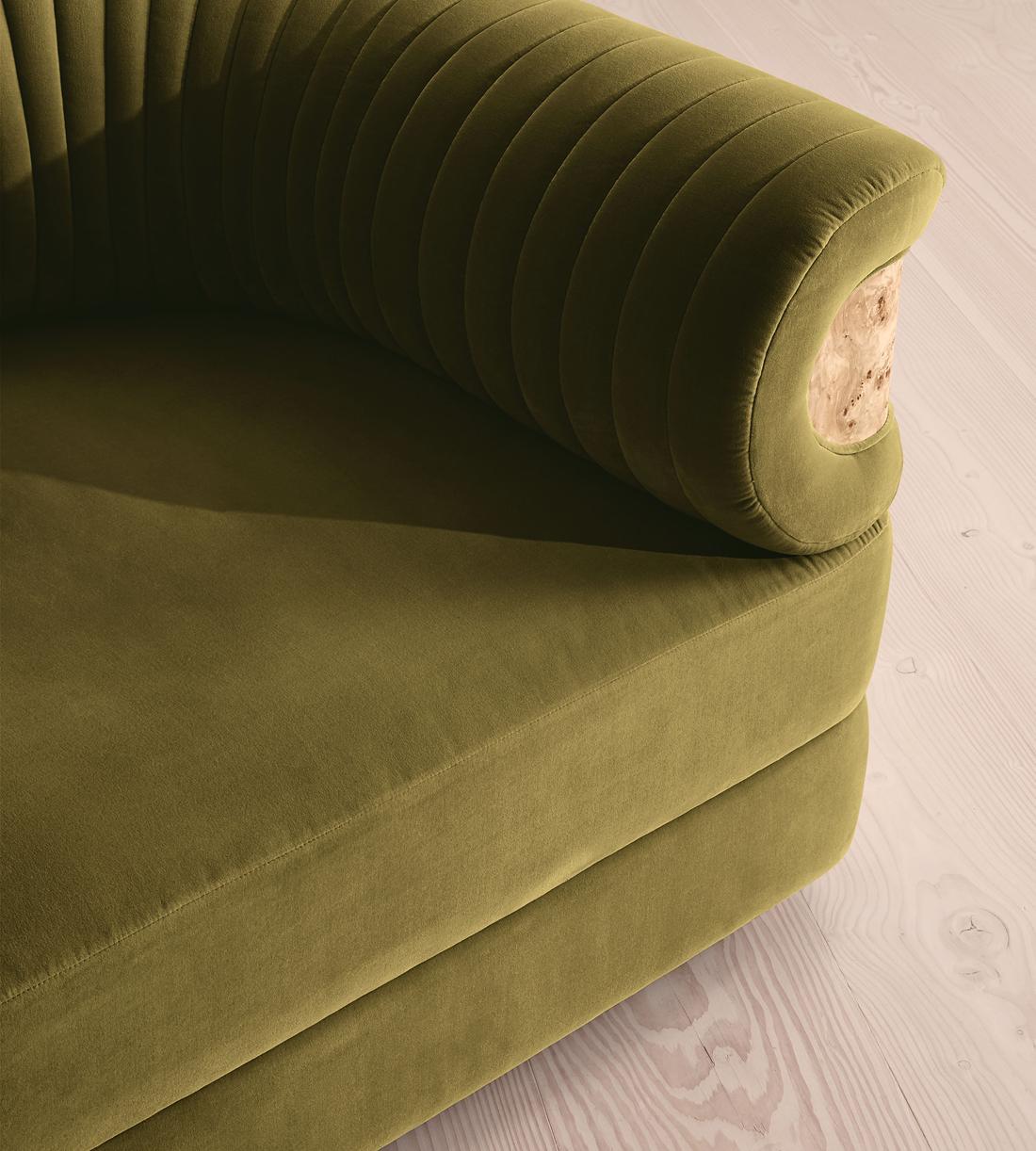 Caleb Modular Four Seater Sofa - Velvet - Olive - Blonde Burl - UK - Images - Image 5