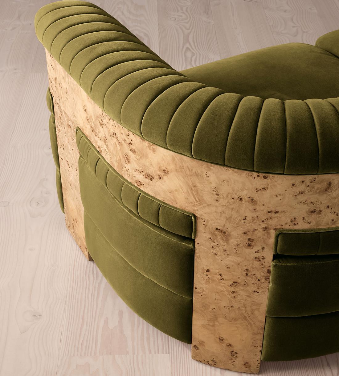 Caleb Modular Four Seater Sofa - Velvet - Olive - Blonde Burl - UK - Images - Image 6
