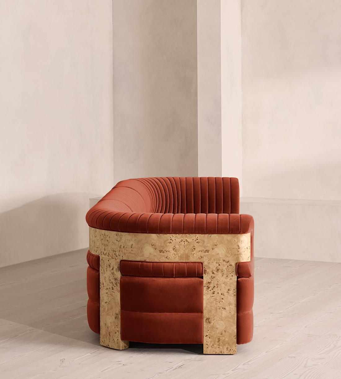 Caleb Modular Four Seater Sofa - Velvet - Rust - Blonde Burl - UK - Images - Image 4