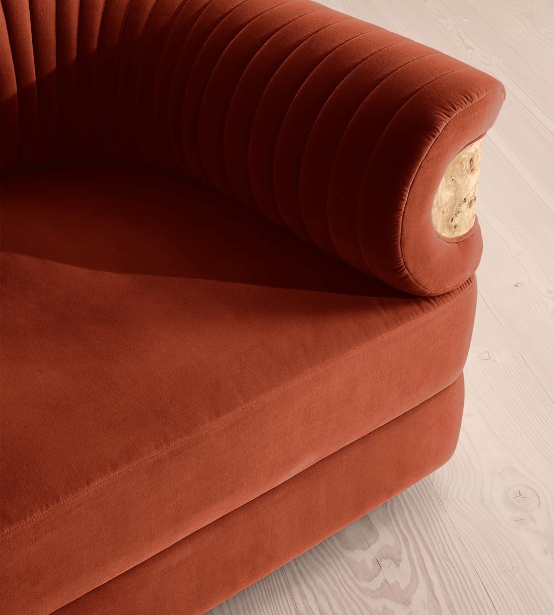 Caleb Modular Four Seater Sofa - Velvet - Rust - Blonde Burl - UK - Images - Image 6