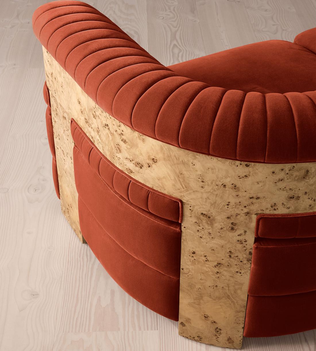 Caleb Modular Four Seater Sofa - Velvet - Rust - Blonde Burl - UK - Images - Image 7