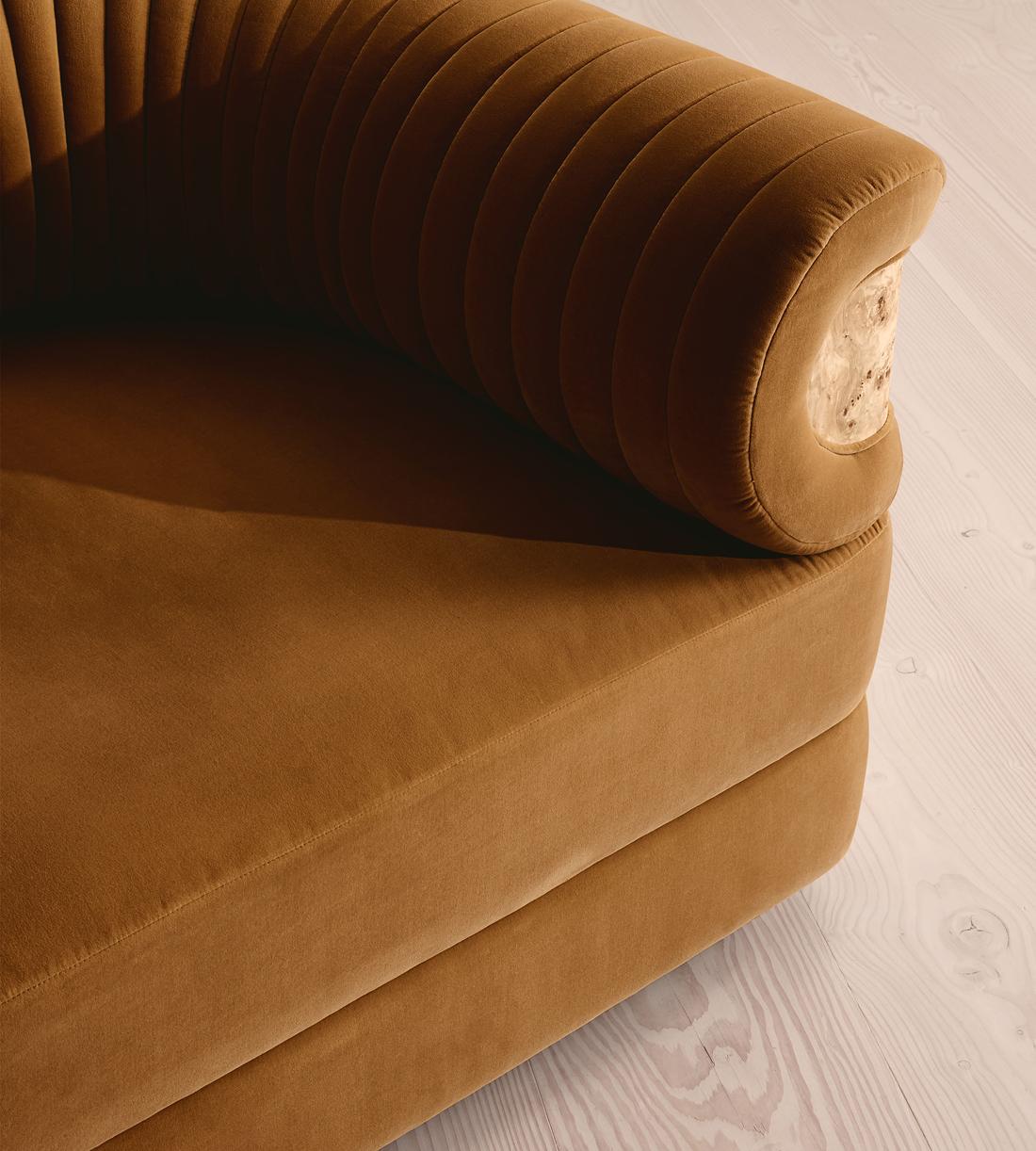Caleb Modular Four Seater Sofa - Velvet - Mustard - Blonde Burl - UK - Images - Image 5