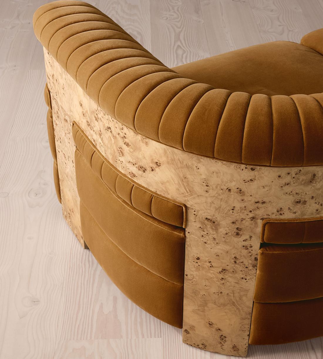 Caleb Modular Four Seater Sofa - Velvet - Mustard - Blonde Burl - UK - Images - Image 6
