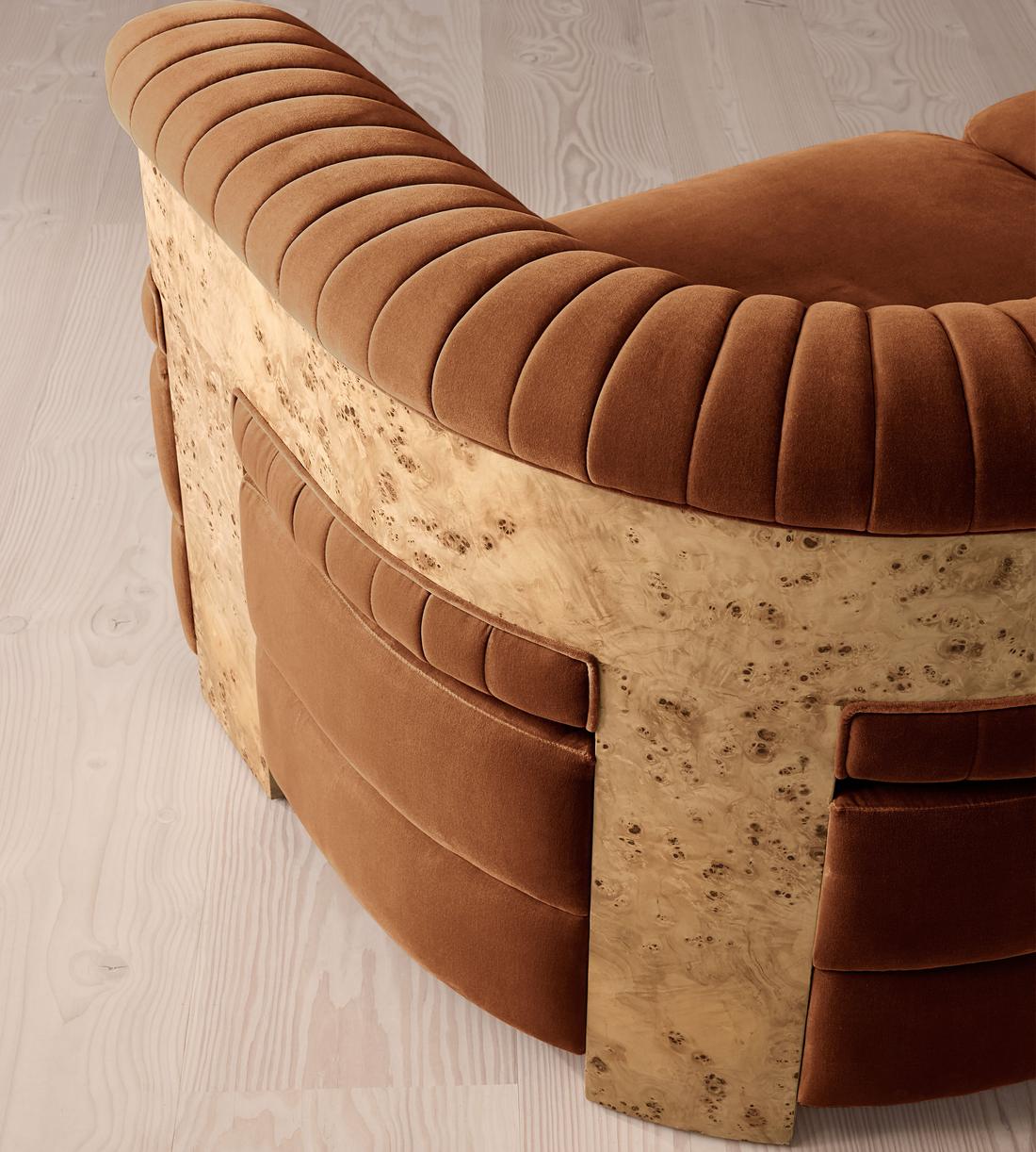 Caleb Modular Sofa - Four Seater - Velvet - Cinnamon - Blonde Burl - UK - Images - Image 6