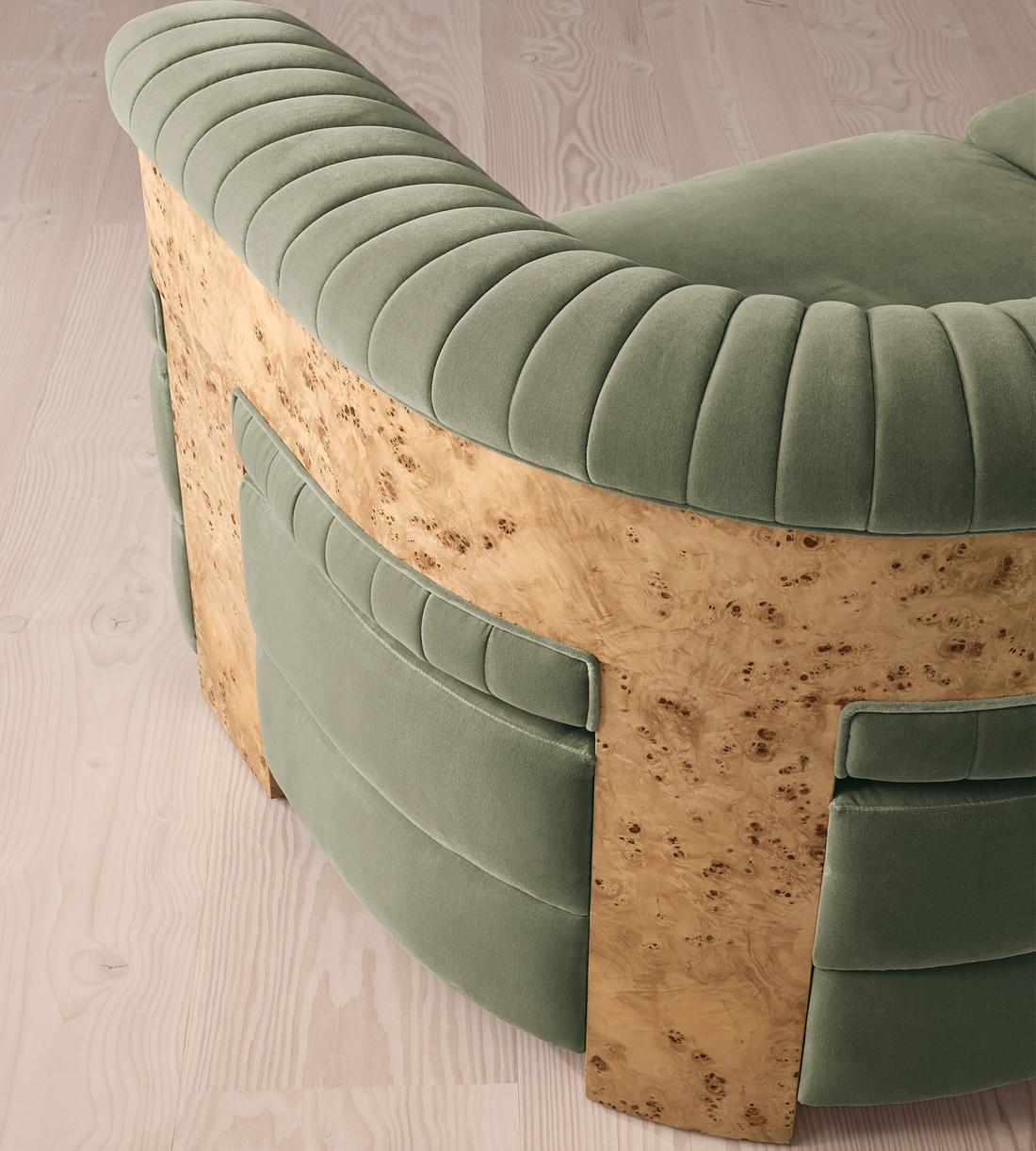 Caleb Modular Sofa - Four Seater - Velvet - Seafoam - Blonde Burl - UK - Images - Image 5