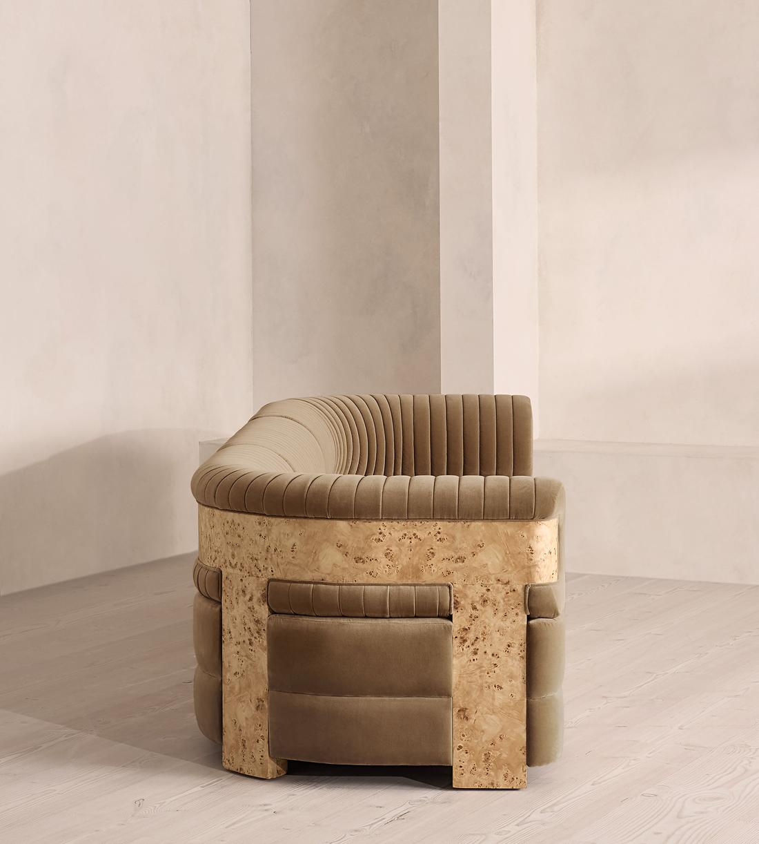 Caleb Sectional Sofa - Four Seater - Velvet - Truffle - Blonde Burl - US - Images - Image 3