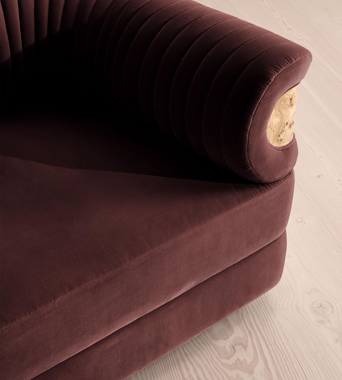 Caleb Modular Sofa - Four Seater - Velvet - Aubergine - Blonde Burl - UK - Images - Image 5