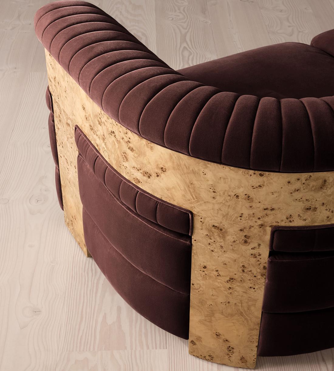 Caleb Modular Sofa - Four Seater - Velvet - Aubergine - Blonde Burl - UK - Images - Image 5