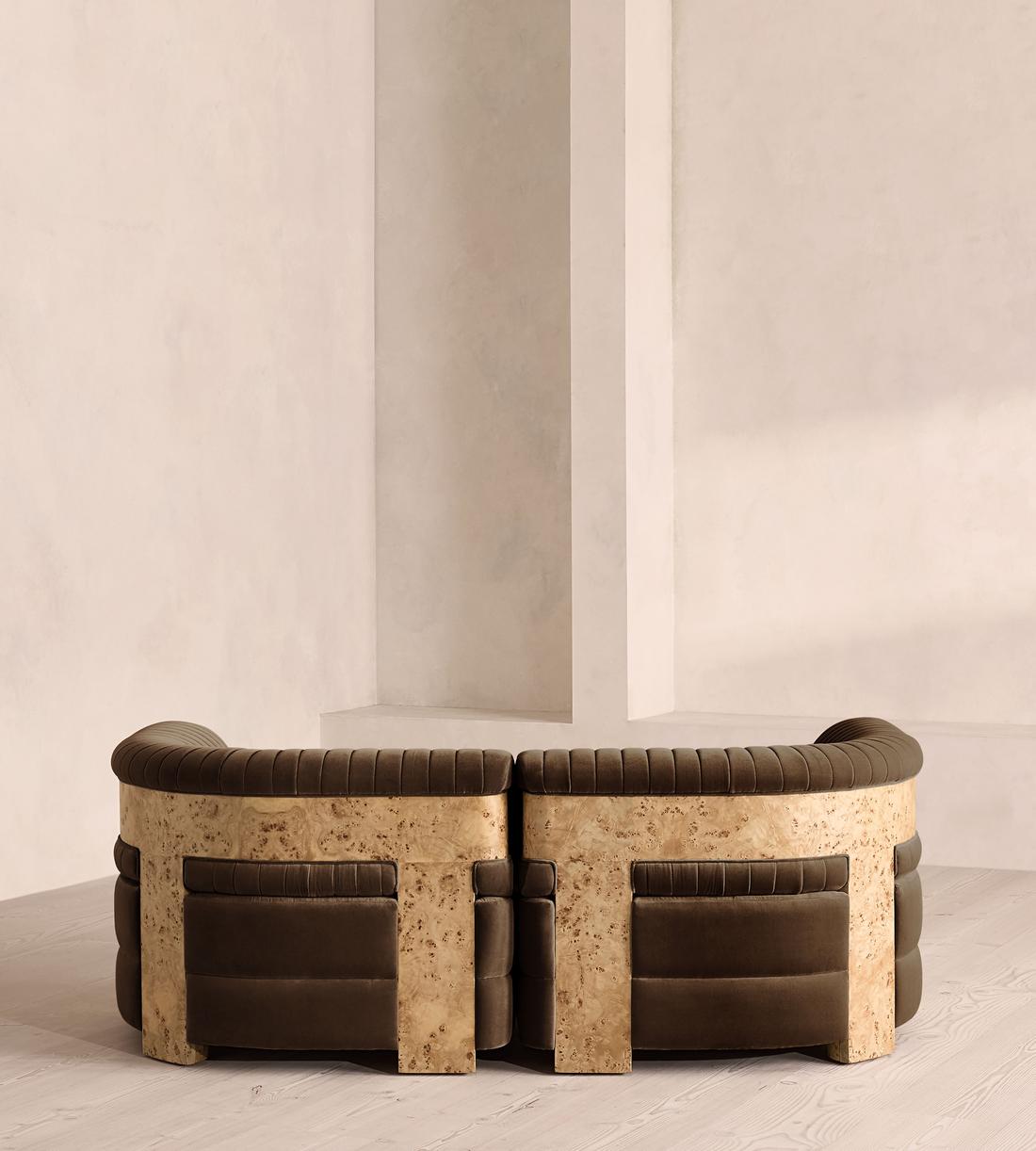 Caleb Modular Three Seater Sofa - Velvet - Chocolate - Blonde Burl - UK - Images - Image 4