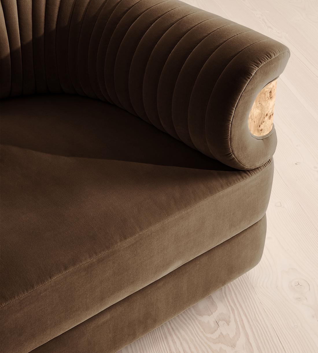 Caleb Modular Three Seater Sofa - Velvet - Chocolate - Blonde Burl - UK - Images - Image 5