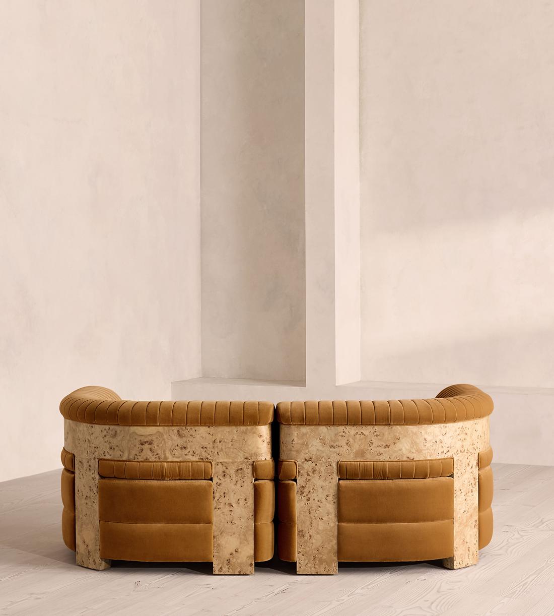 Caleb Modular Three Seater Sofa - Velvet - Mustard - Blonde Burl - UK - Images - Image 4