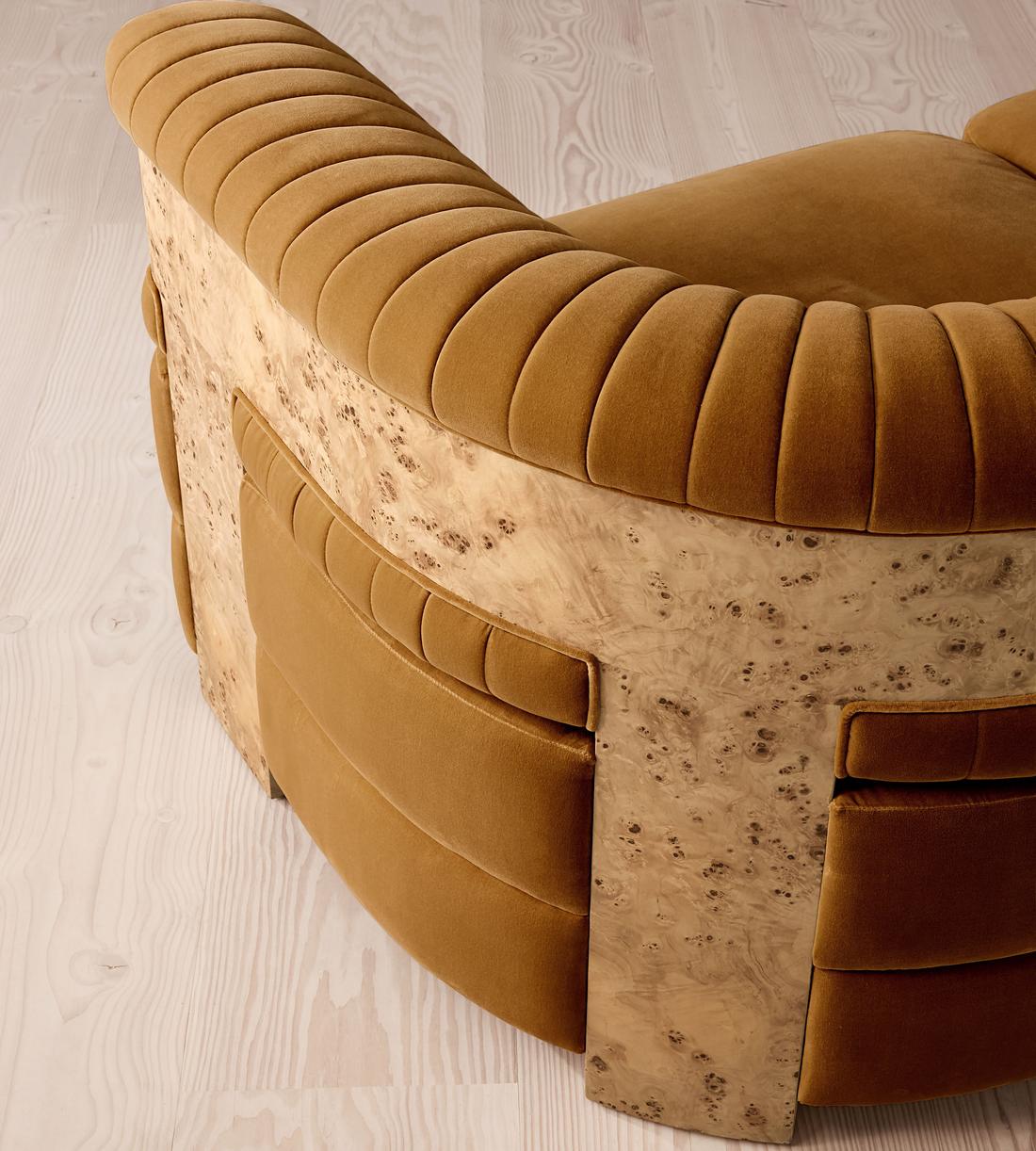 Caleb Sectional Three Seater Sofa - Velvet - Mustard - Blonde Burl - US - Images - Image 5