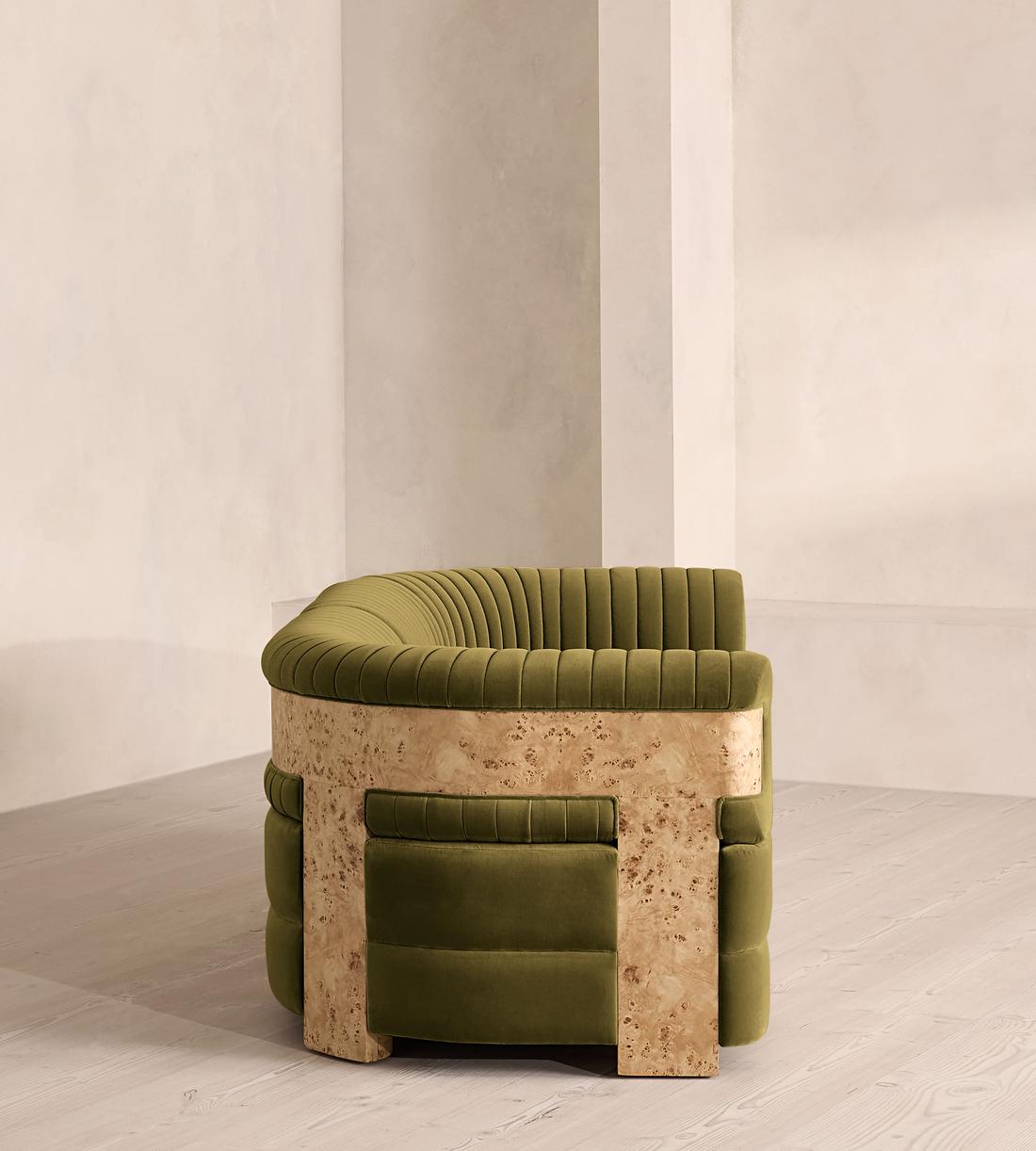 Caleb Modular Three Seater Sofa - Velvet - Olive - Blonde Burl - UK - Images - Image 3