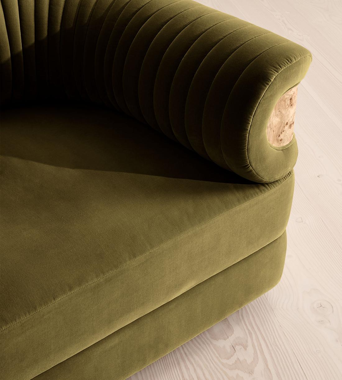 Caleb Modular Three Seater Sofa - Velvet - Olive - Blonde Burl - UK - Images - Image 5