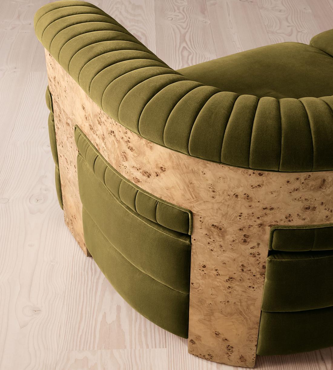 Caleb Modular Three Seater Sofa - Velvet - Olive - Blonde Burl - UK - Images - Image 5