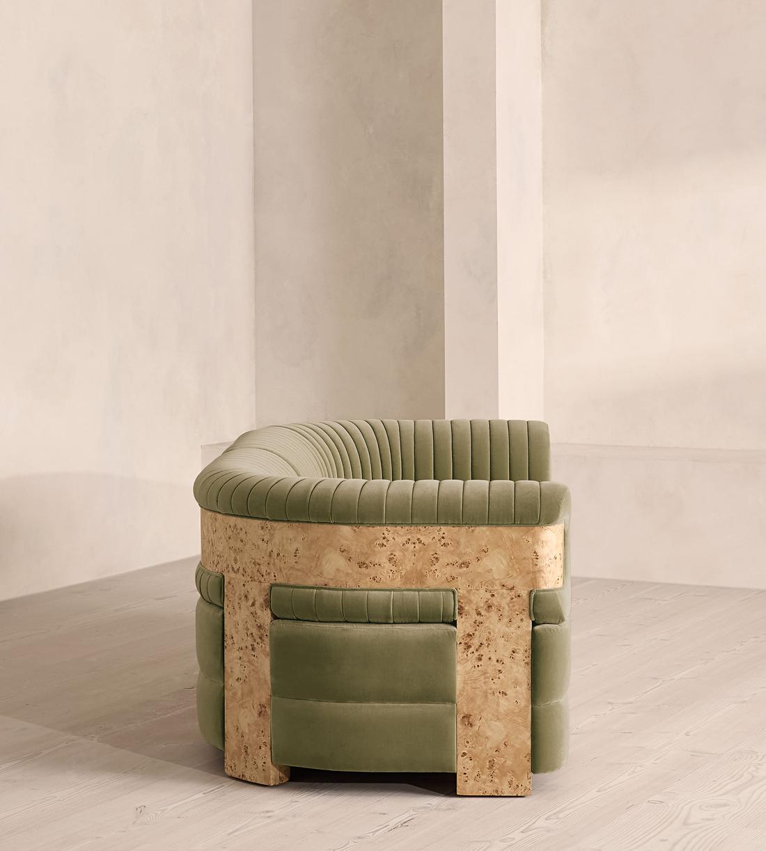 Caleb Modular Three Seater Sofa - Velvet - Lichen - Blonde Burl - Images - Image 3