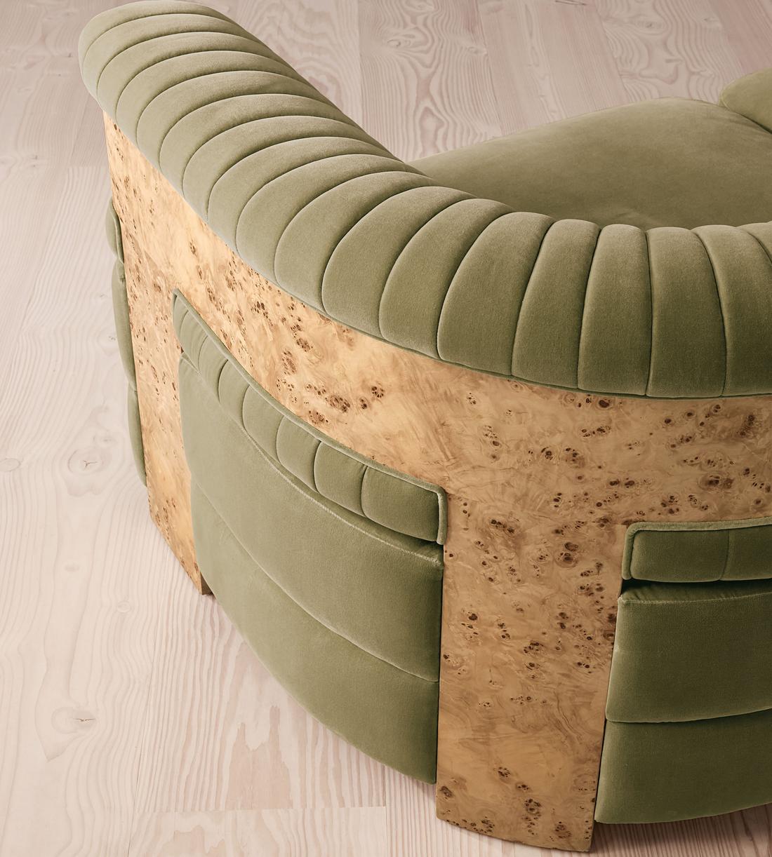 Caleb Modular Three Seater Sofa - Velvet - Lichen - Blonde Burl - Images - Image 5