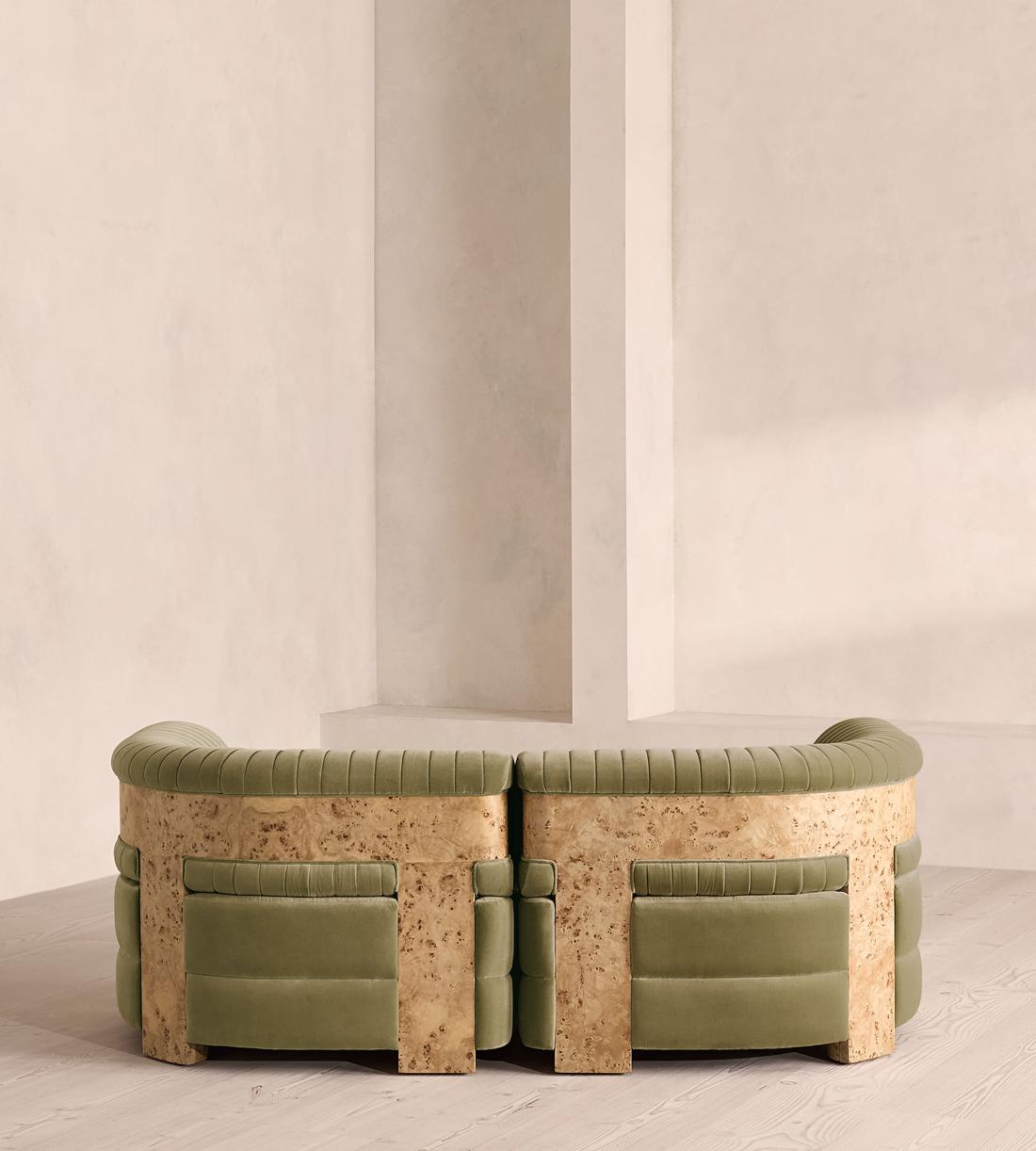 Caleb Sectional Three Seater Sofa - Velvet - Lichen - Blonde Burl - US - Images - Image 4
