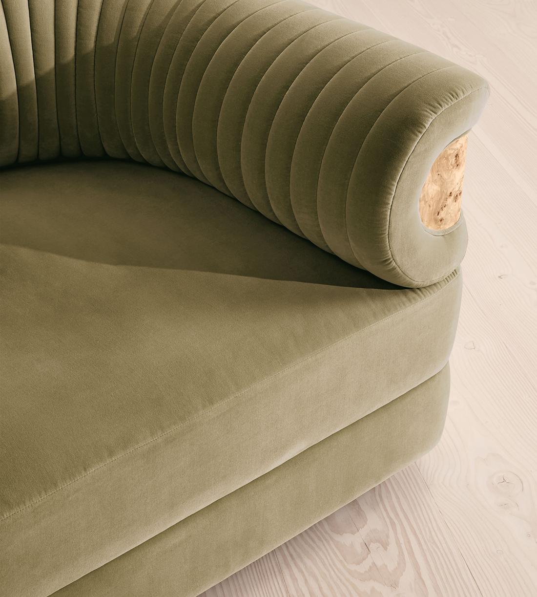Caleb Sectional Three Seater Sofa - Velvet - Lichen - Blonde Burl - US - Images - Image 5