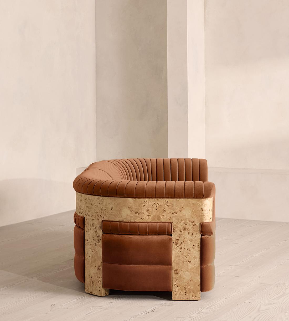 Caleb Modular Sofa - Three Seater - Velvet - Cinnamon - Blonde Burl - UK - Images - Image 3