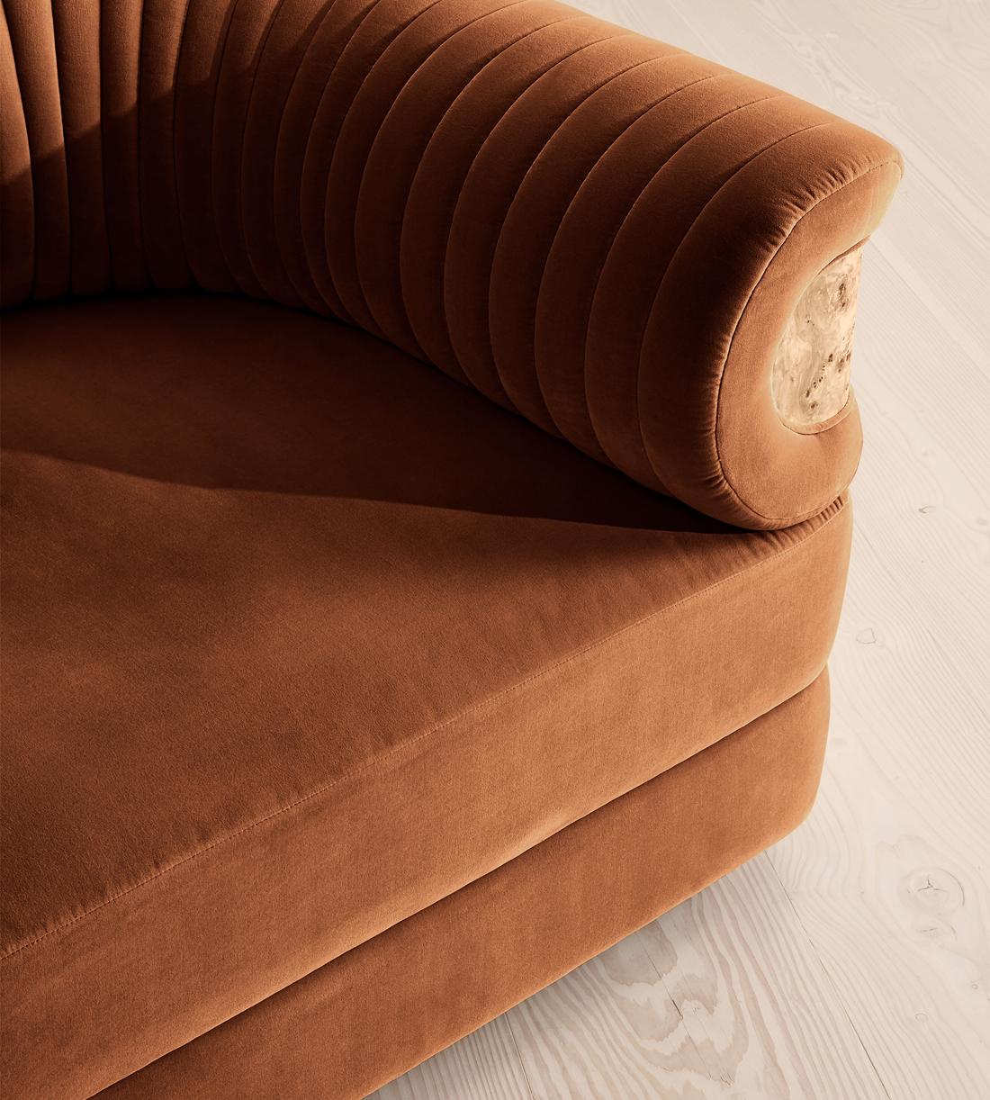 Caleb Modular Sofa - Three Seater - Velvet - Cinnamon - Blonde Burl - UK - Images - Image 5