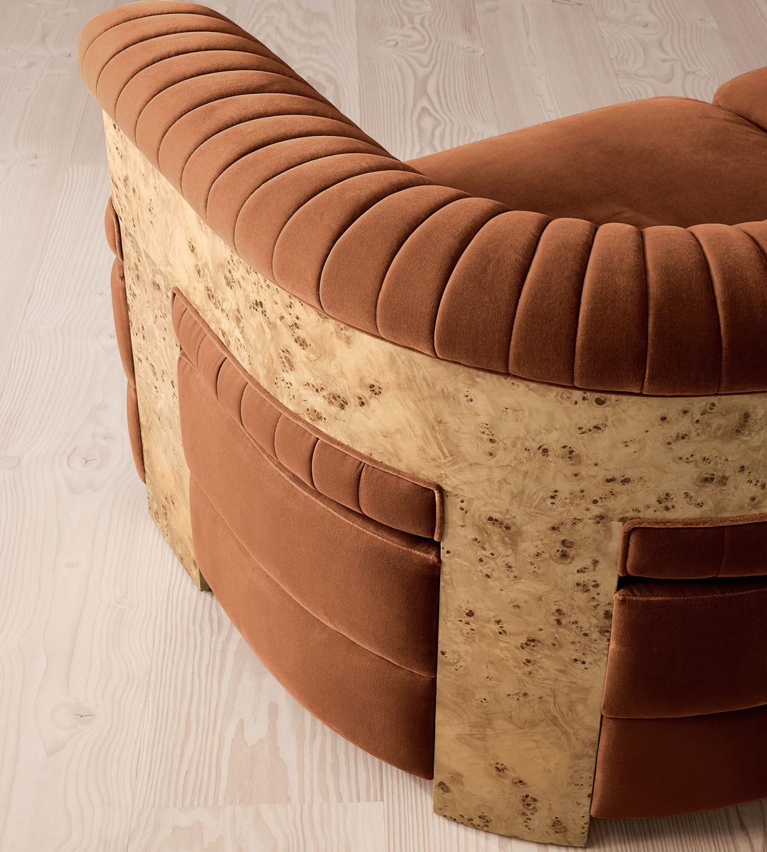 Caleb Modular Sofa - Three Seater - Velvet - Cinnamon - Blonde Burl - UK - Images - Image 5