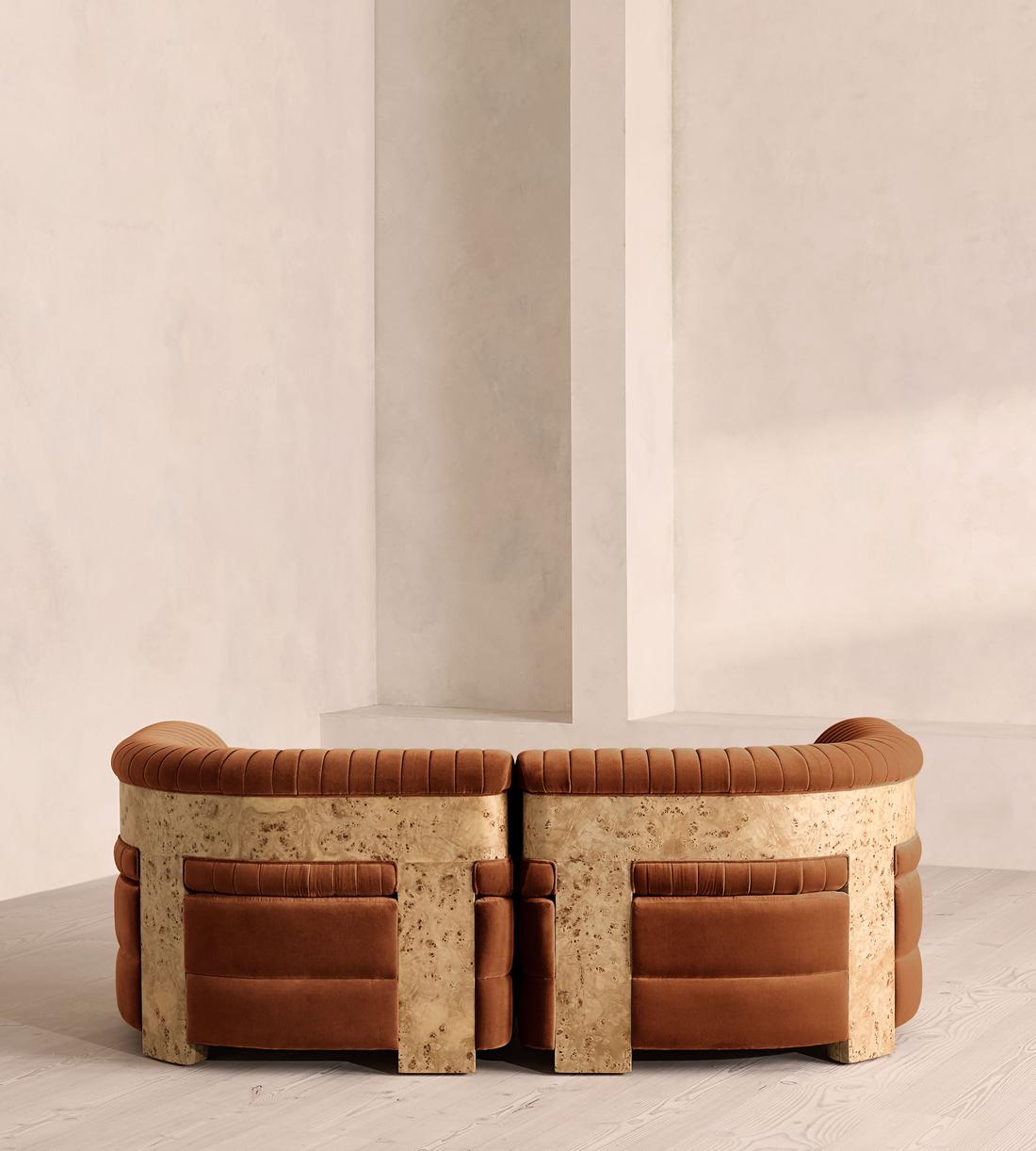 Caleb Sectional Sofa - Three Seater - Velvet - Cinnamon - Blonde Burl - US - Images - Image 4