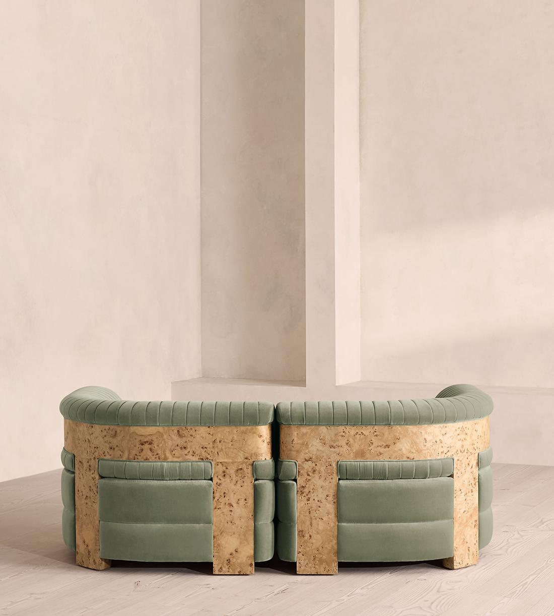 Caleb Modular Sofa - Three Seater - Velvet - Seafoam - Blonde Burl - UK - Images - Image 4