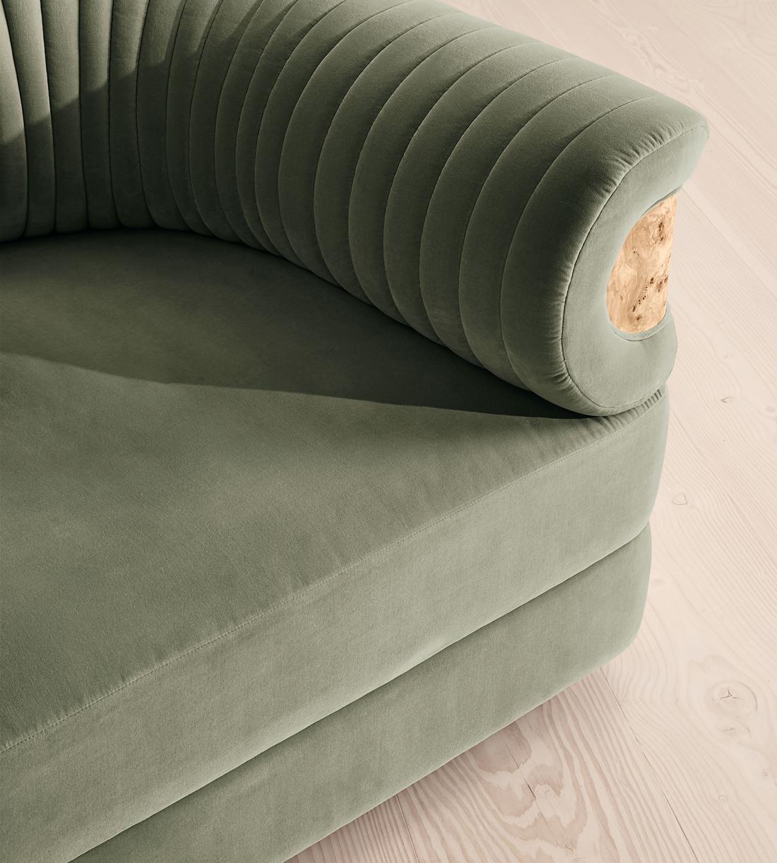 Caleb Modular Sofa - Three Seater - Velvet - Seafoam - Blonde Burl - UK - Images - Image 5