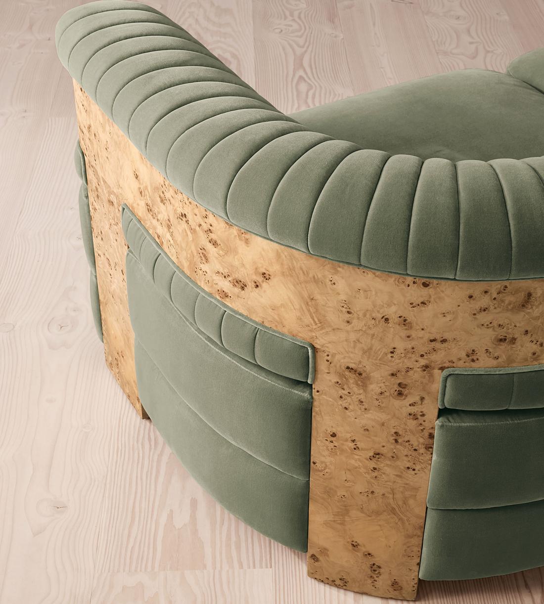 Caleb Modular Sofa - Three Seater - Velvet - Seafoam - Blonde Burl - UK - Images - Image 6