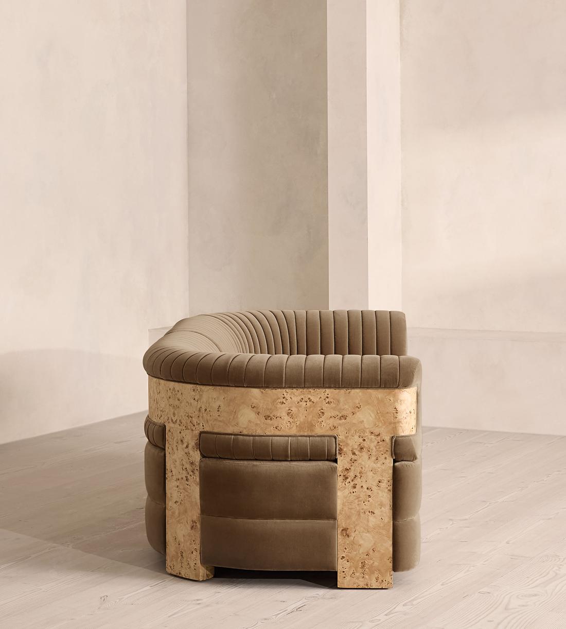 Caleb Modular Sofa - Three Seater - Velvet - Truffle - Blonde Burl - UK - Images - Image 3