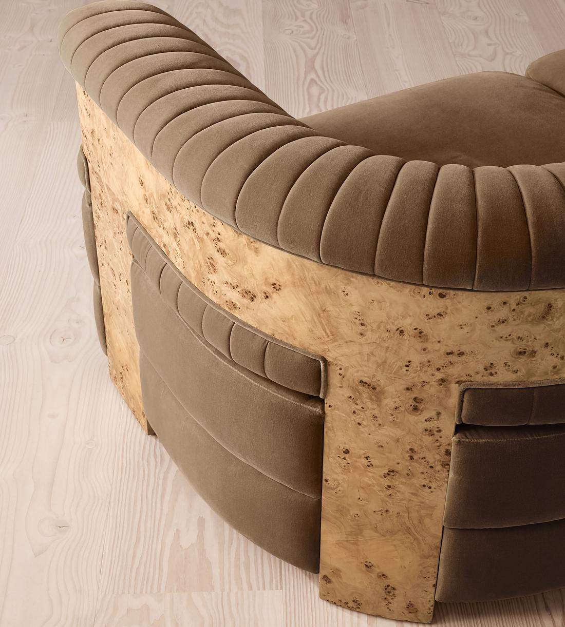 Caleb Modular Sofa - Three Seater - Velvet - Truffle - Blonde Burl - UK - Images - Image 5
