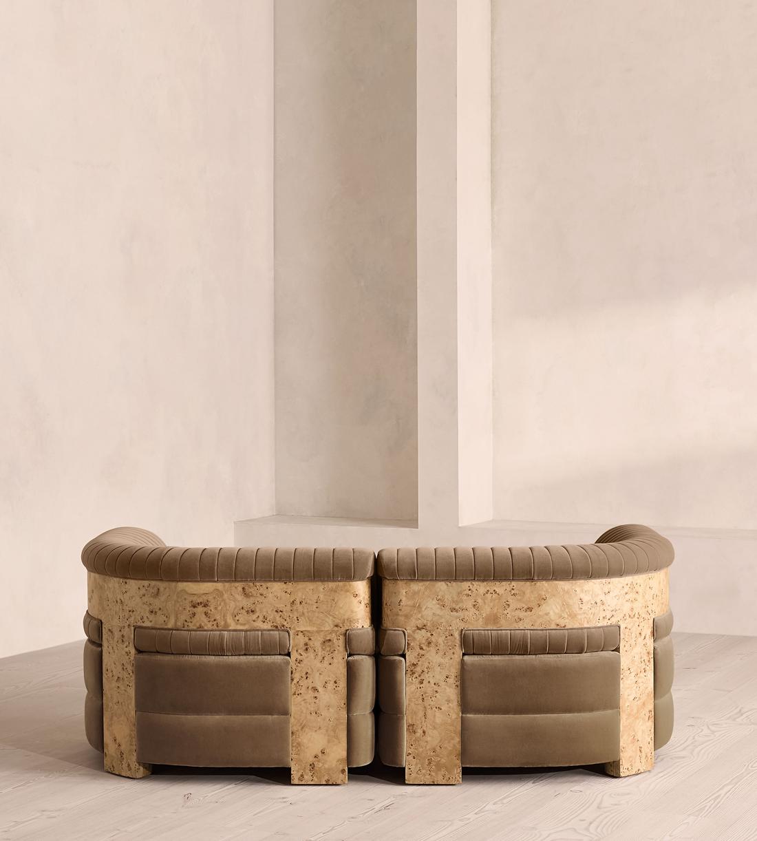 Caleb Sectional Sofa - Three Seater - Velvet - Truffle - Blonde Burl - US - Images - Image 4